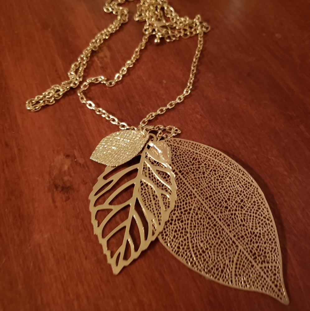 Lane Bryant gold leaf necklace